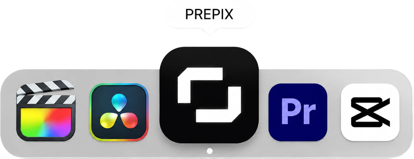 PREPIX sitting in the dock among editing apps